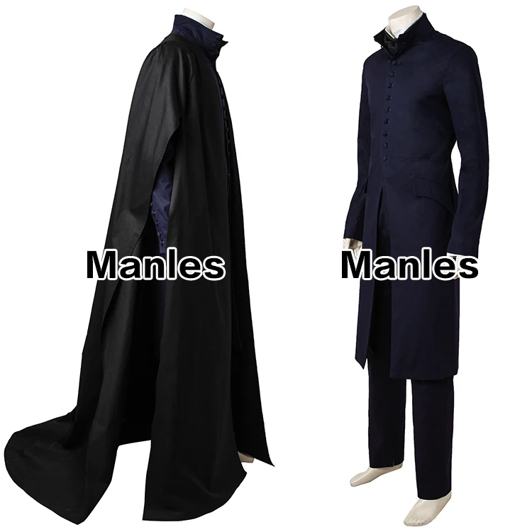 Профессор Северус Снейп Косплэй костюм плащ черный Robe Adult Для мужчин Хогвартс Школа Дары смерти Хэллоуин одежда индивидуальный заказ