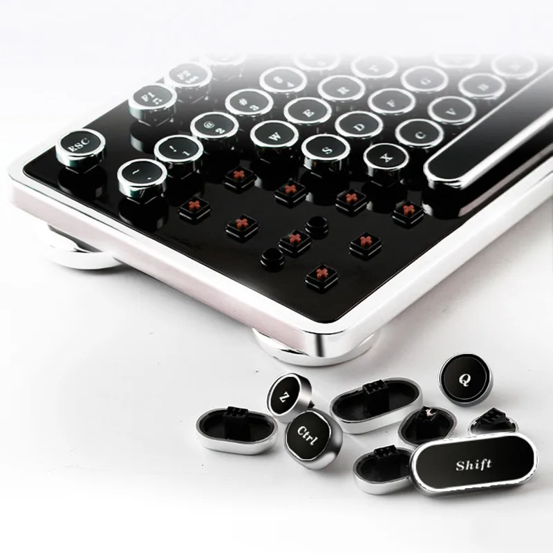 diy key cap retro steam punk typewriter mechanical keyboard keycap 104 87 standard keys for gaming gamer keyboard key cap free global shipping