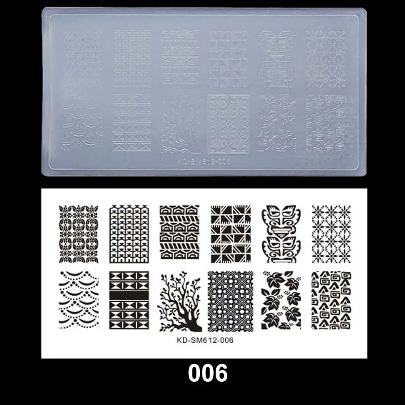 06 10pcs Plastic Transparent Nail Art Polish Stamp Plate Set DIY Manicure Nail Stamping Template Image Professional Nail Art Tools - Цвет: 06