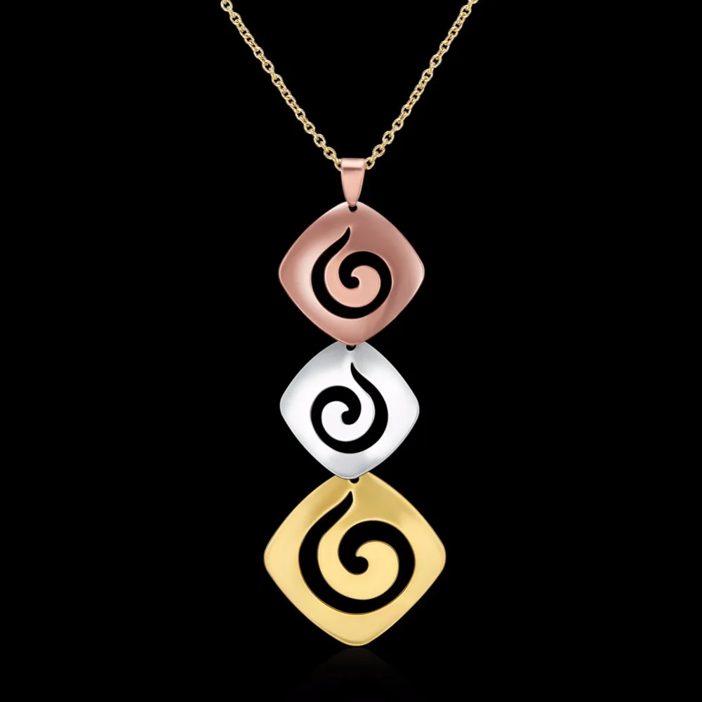 Fashion Gold Color Pendant Necklace Square Music character Classic Women Statement Jewelry Girl Party Accessories | Украшения и