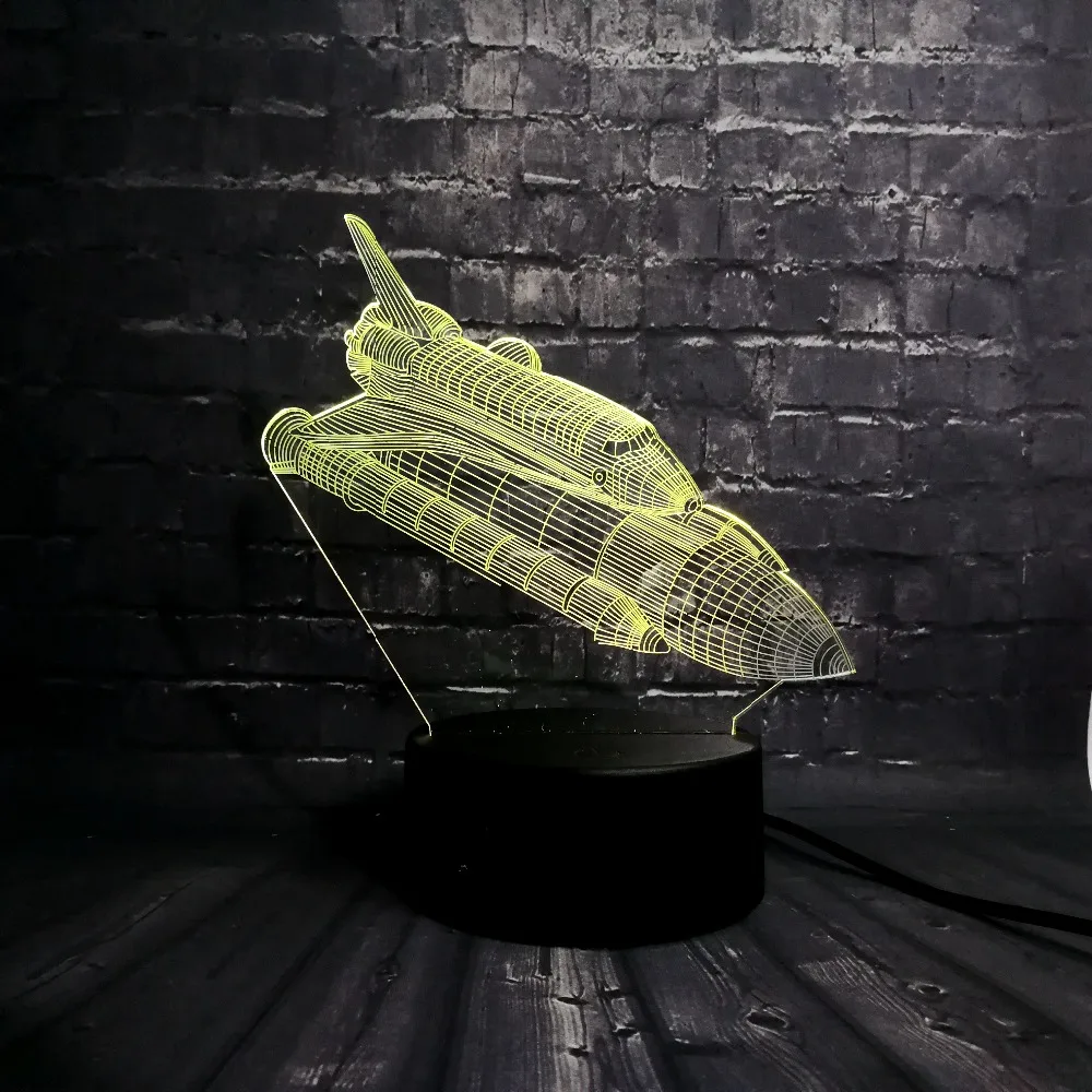 Rockets plane 3D LED ночник детское украшение USB лампа для сна в спальню 7 цветов Изменение