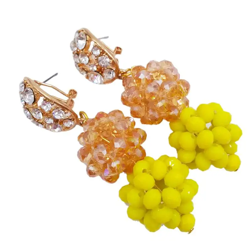 Latest Opaque Yellow Champagne Gold AB Ethnic Crystal Party Beads Necklace Sets 6C-SPHJZ-17 | Украшения и аксессуары