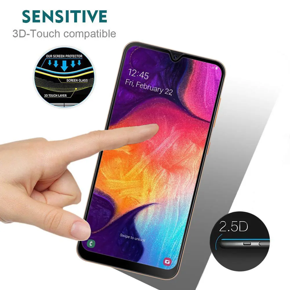 Изогнутое закаленное стекло 9D для Samsung Galaxy A6 A8 Plus A7 A9 2018 A750 Защита экрана A30 A50