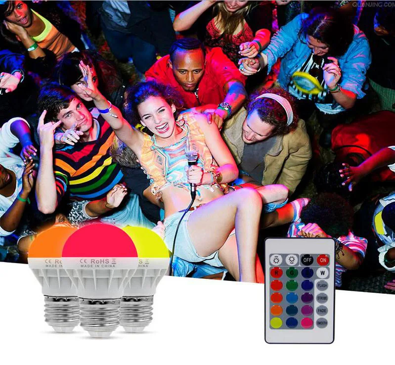 RGB Светодиодный Светильник E27 B22 6 Вт 9 Вт светодиодный светильник RGB Soptlight 85-265 в энергосберегающий 16 цветов светодиодный светильник с ИК-пультом дистанционного управления бренд
