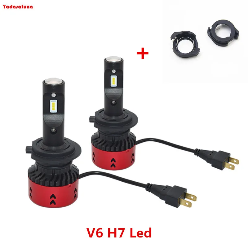 H7 LED Headlight Bulbs Conversion Kit Lampada White 12V Blanc+H7 LED Adapter Retainer Holder For Ford KUGA VW passat b6 Renault