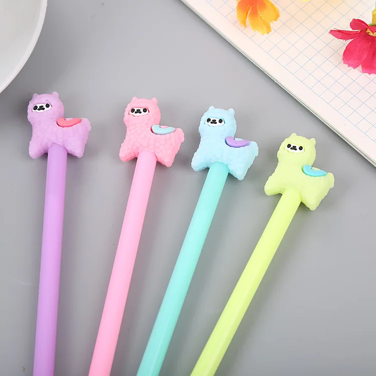 20 Pcs Creative Stationery Alpaca Gel Pen Cute Learning Office Sign Cartoon Animal Student Pen Kawaii School Stationery