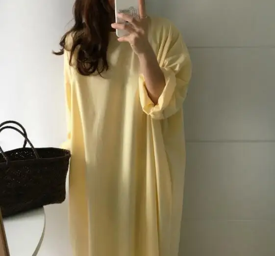 Женское длинное платье рубашка винтажное Хлопковое свободного кроя летнее в