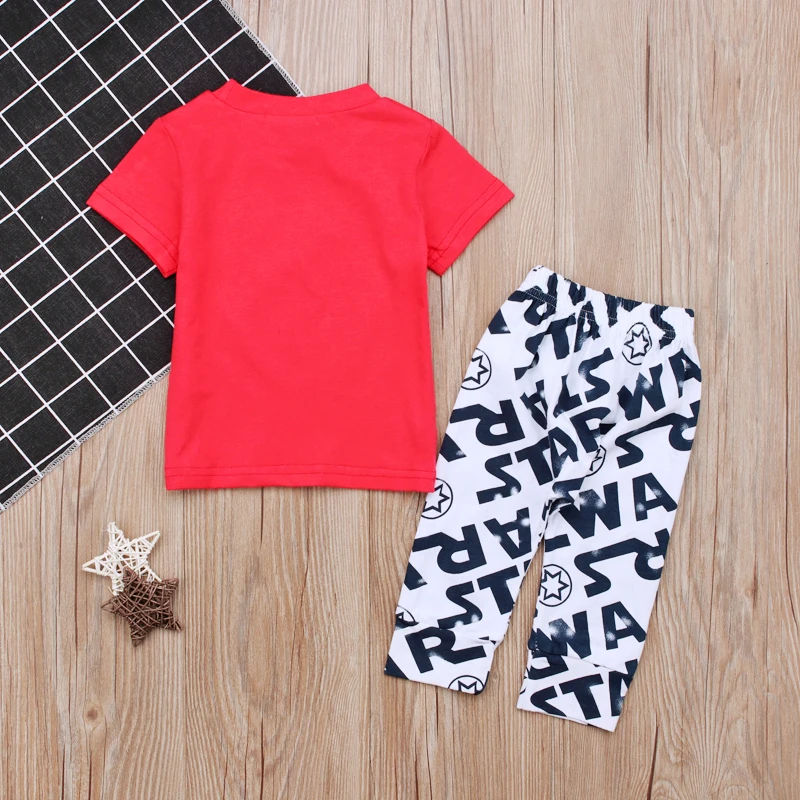 Rorychen 2018 Summer Toddler Baby Kids Boys Tops Short Sleeves T-shirt+Pants Outfits 2PCS Set Clothes 4-24 Months |