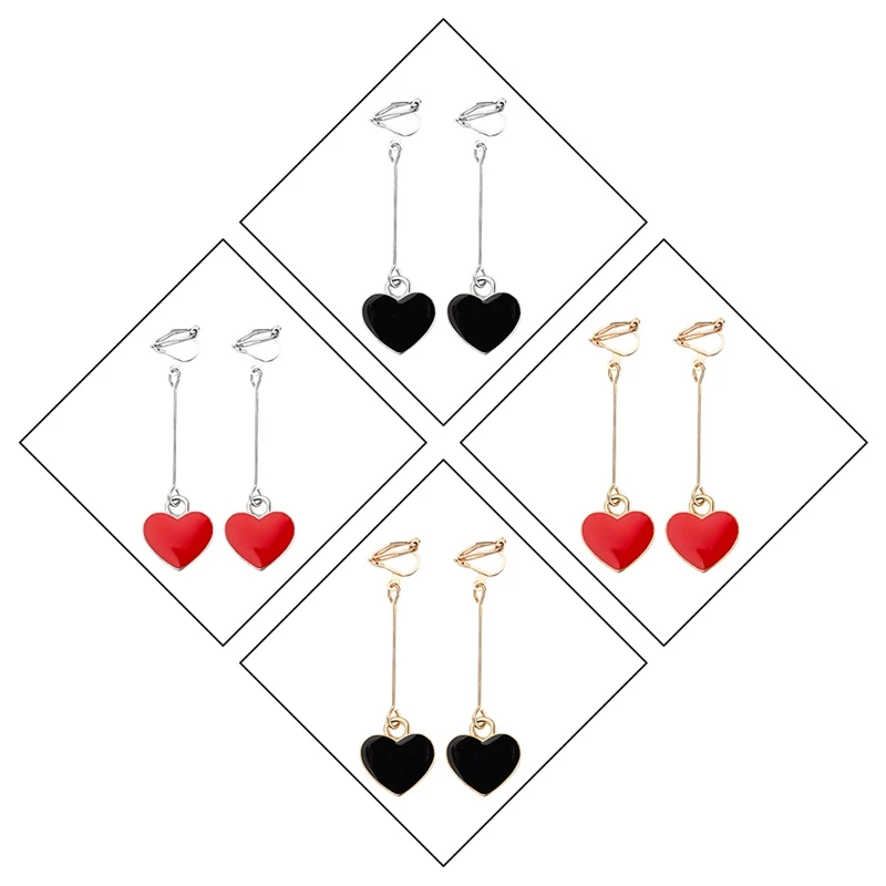 Новые модные простые черно-красные эмалированные серьги в форме сердца персика