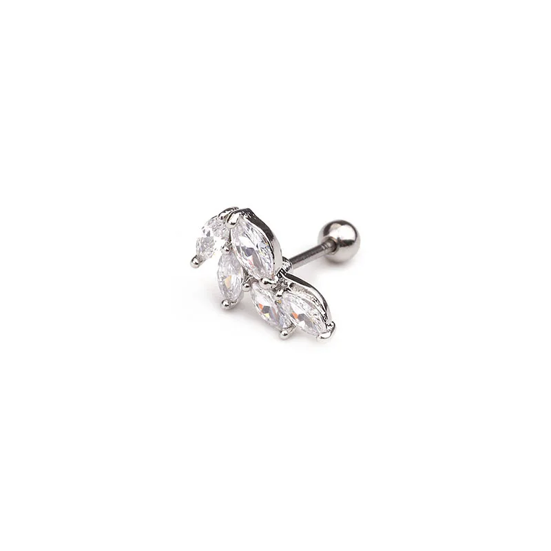 1Pc Cross Heart Flower Crown Cz Ear Studs Helix Piercing Cartilage Earring Conch Rook Tragus Stud Jewelry | Украшения и