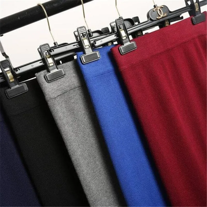 Новая осенне зимняя женская длинная трикотажная юбка сексуальные юбки карандаш