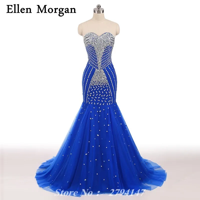 Женское платье-русалка для выпускного вечера синее длинное платье-корсет с