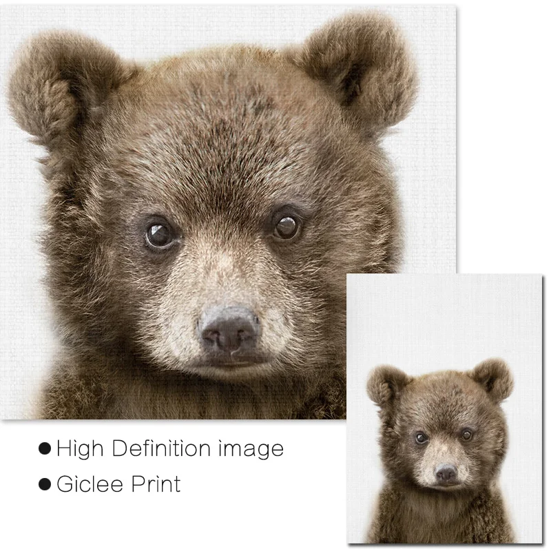 Настенная картина для детской комнаты с изображением медведя леса большой