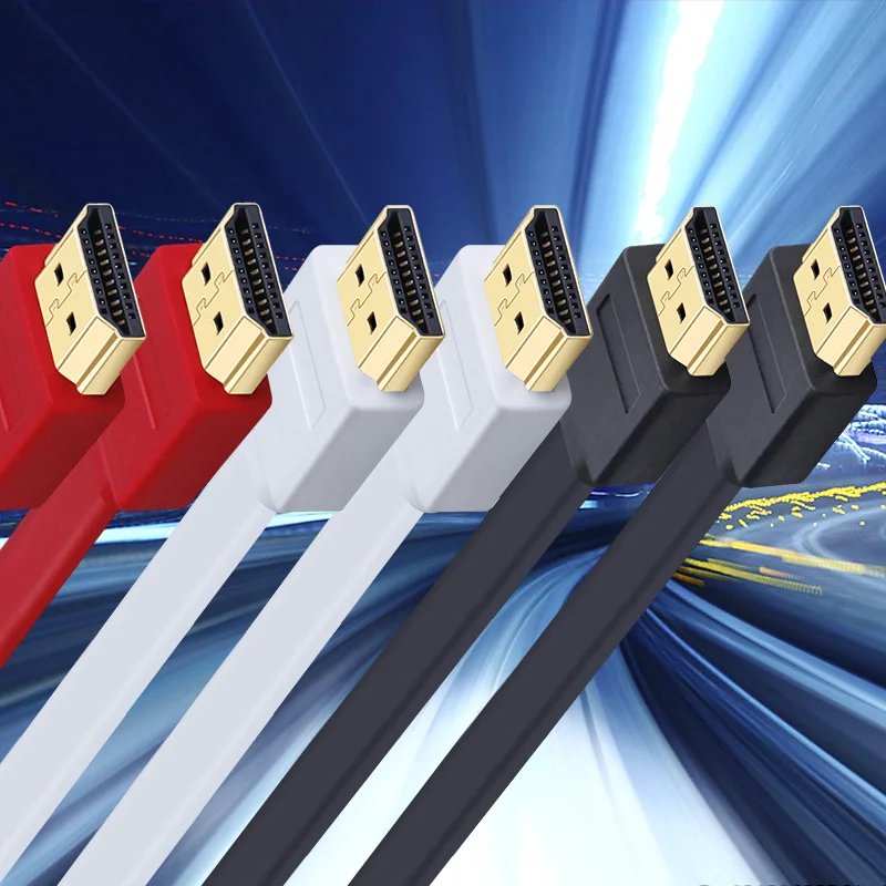 Высокоскоростной кабель HDMI плоский позолоченный кабель с черным, красным и белым кабелем hdmi 0,3 м 1 м 1,5 м 2 м 3 м 5 м 7,5 м 10 м 15 м
