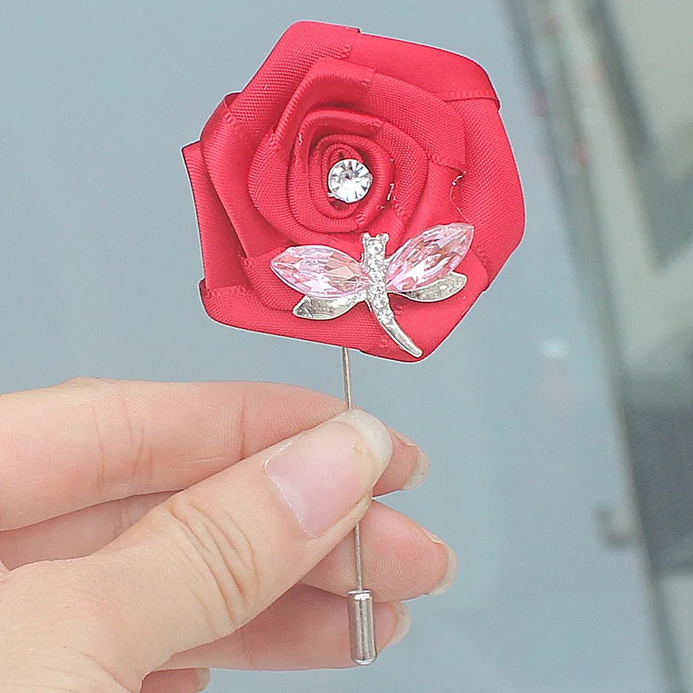 Изготовленный на заказ цвет красного вина атласный цветок Свадебный корсаж