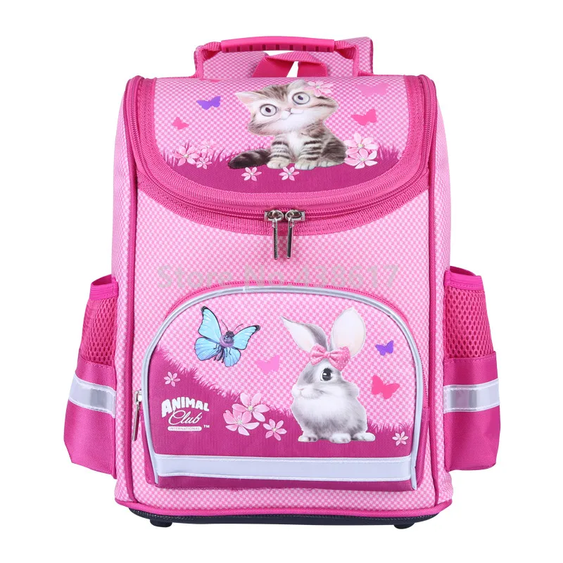 Новый модный розовый фиолетовый милый рюкзак с фотографией кошки кролика школьные сумки для детей девочек Детская сумка для учеников начал...