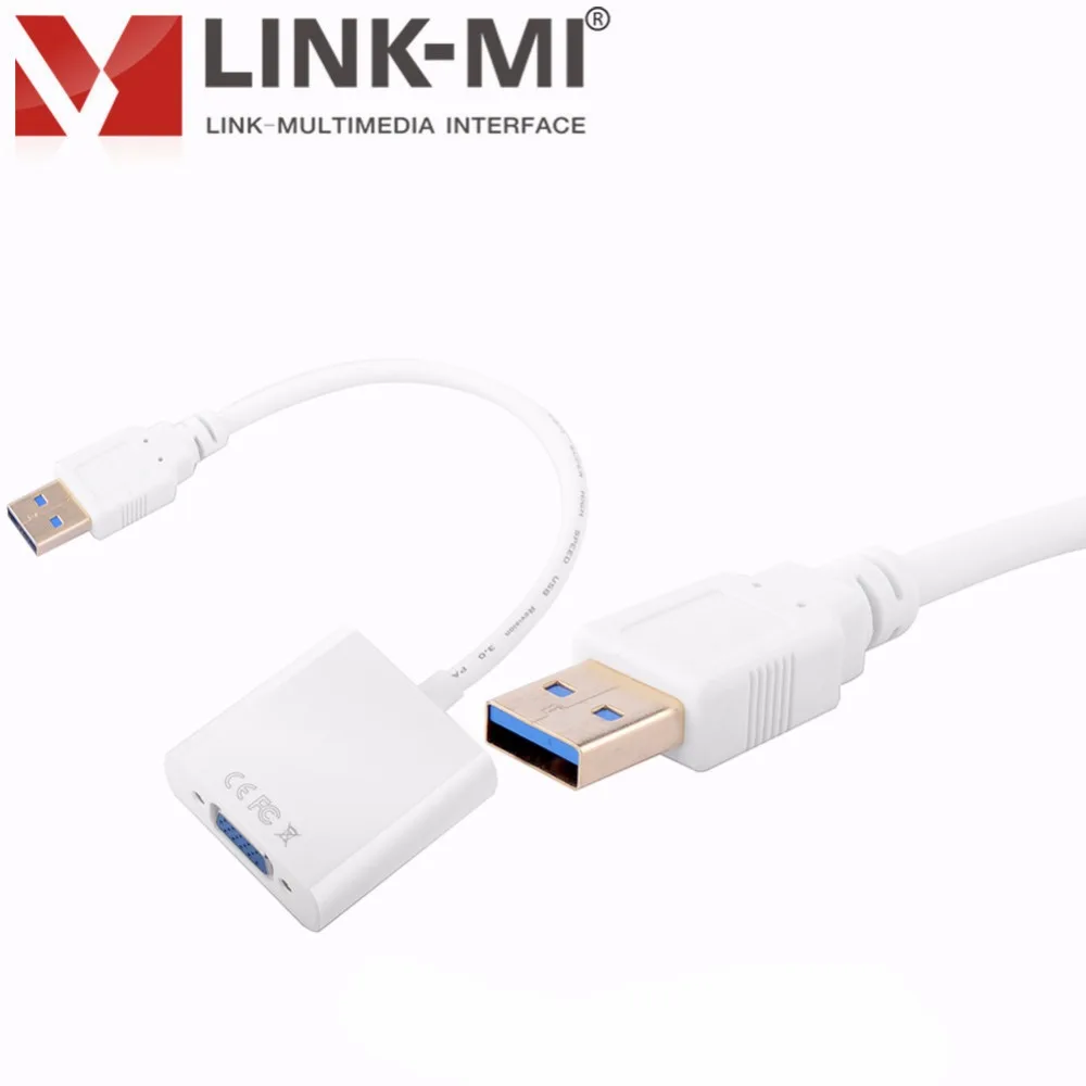 LINK-MI UV03 HD видео 1080 p Mini USB 3 0 to VGA адаптер Windows 7 8 совместим с 2 для ТВ dvd-проектор и |