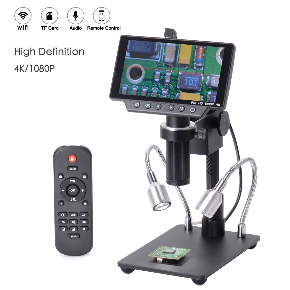 Цифровая камера для микроскопа 5 дюймов 16 МП 4K 1080P 60fps USB Wi Fi объектив 150X C mount 1/2/3