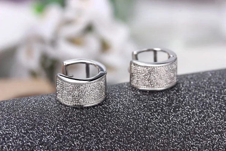 New High Quality Silver Plated Noble Elegant Earrings Brilliant Cubic Zirconia Jewelry Birthday Present For Girl | Украшения и