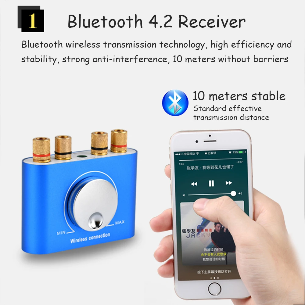 JINSERTA 4,2 Bluetooth приемник 3,5 мм AUX мини Bluetooth цифровой аудио Amplifie Hifi 2,0 стерео музыкальный плеер для домашнего аудио