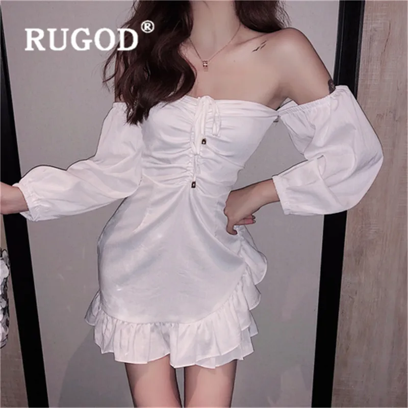 Женское платье с рюшами RUGOD летнее облегающее без рукавов открытой спиной 2019 |