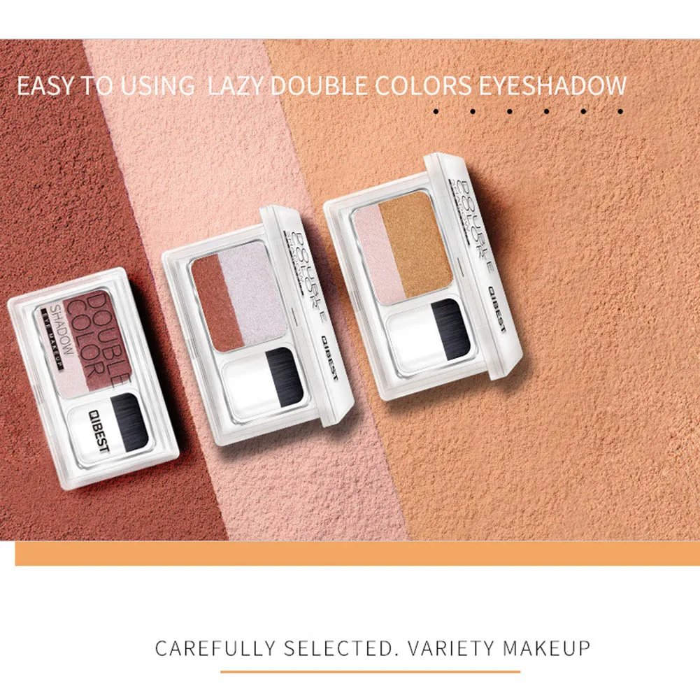 QIBEST профессиональная матовая палитра теней для век два цвета блестящий пигмент с