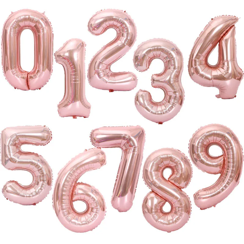 Rosegold 1 шт. 40 дюймов фиолетовые зеленые воздушные шары из фольги в виде цифр Новые Фигурки надувные шары для детского дня рождения Свадебные украшения вечерние принадлежности - Цвет: Rosegold