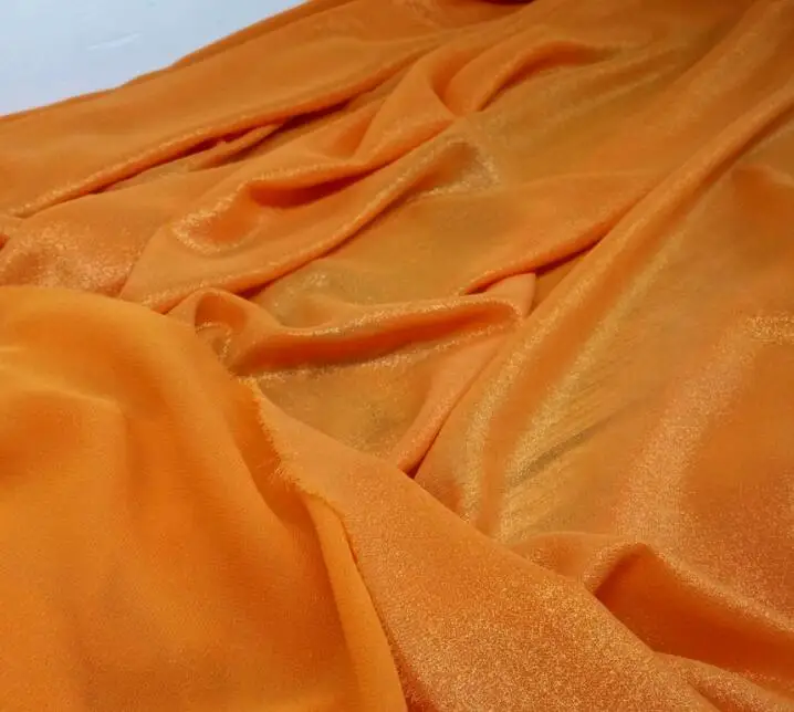 Orange Блестящая шифоновая ткань, мягкая, бронзовая, волшебный цвет, дышащая, сделай сам, ткань для платья 100 см* 150 см - Цвет: Orange