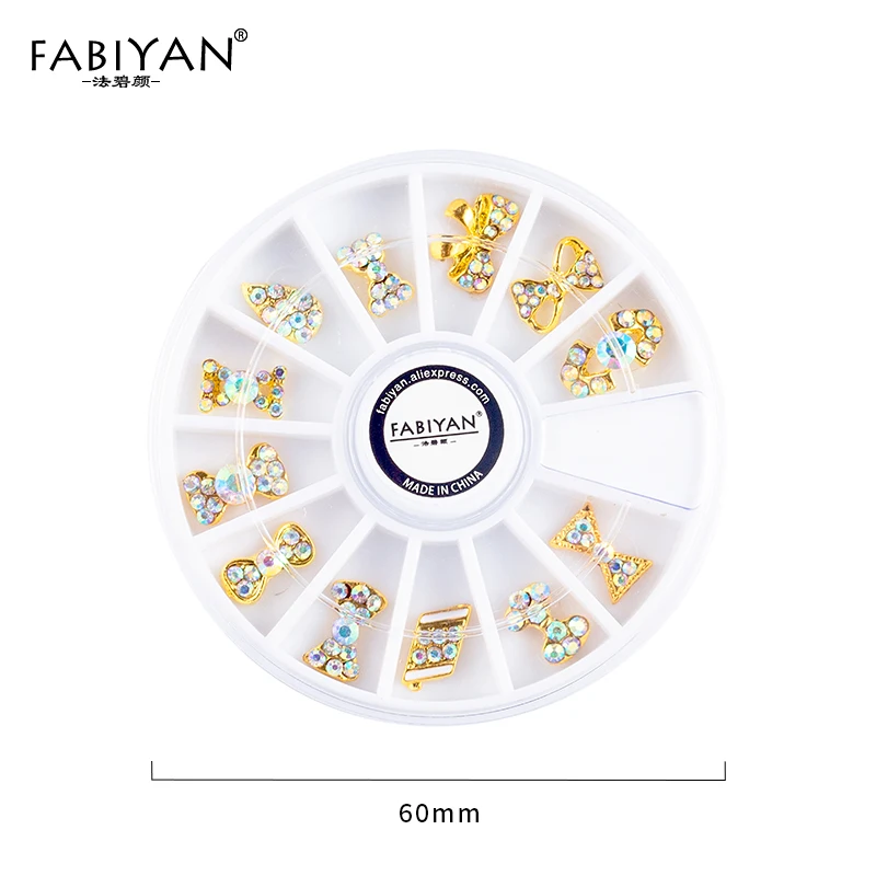 Nail Art Wheel Bow Tie Bowknot Decoration Jewelry Accessories 3D Tips DIY Design Crystal Rhinestones Acrylic Metal Manicure Tool | Красота и