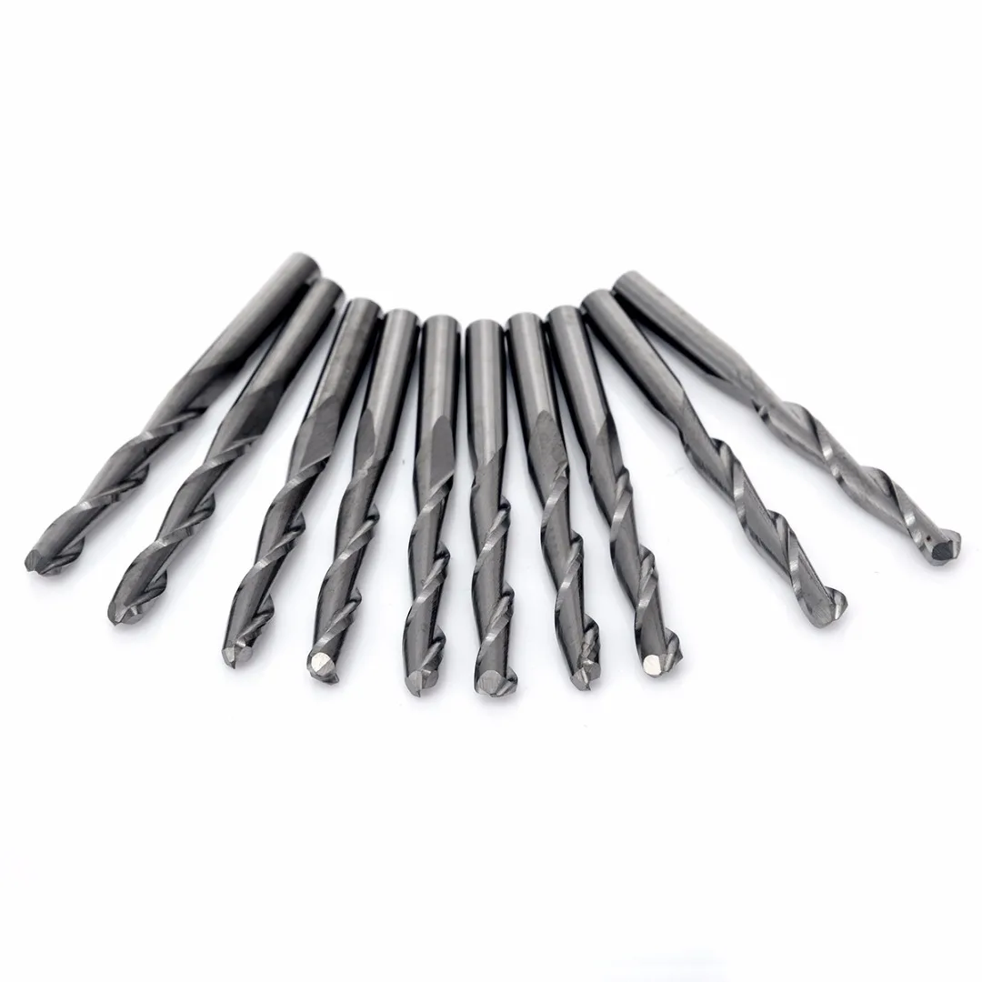 

10pcs 1/8'' Shank 2 Flute Carbide CNC Spiral Ball Nose End Mill Cutter Milling Tool Set Mayitr Wood Plastics Engraving Bit