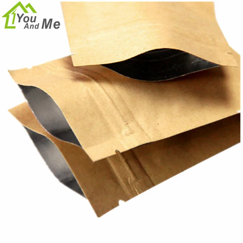 

50Pcs Kraft Paper Sachet Food Grade Seal Aluminium Foil Bags Zipper Food Kitchen Zip Lock Storage Bag