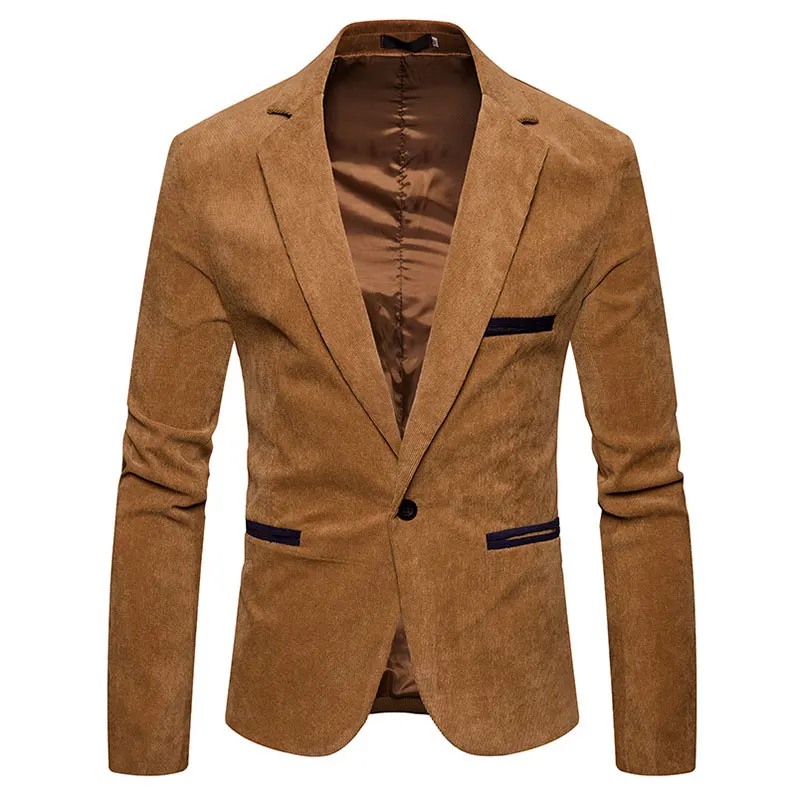 

Mens Corduroy One Button Notched lapel Casual Blazers Regular Fit Suits for Male Jackets 2018 Formal Mans Coats