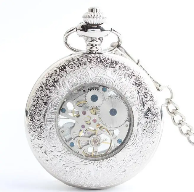 Vintage Steampunk Hollowed Secret Garden Mechanical Pocket Watch Hand Wind Skeleton Roman Dial Men Watches for Christmas | Наручные часы