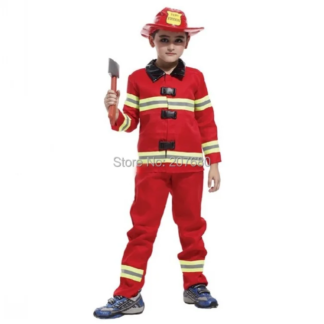 

Toddler Firefighter Boys Girls Party Fireman Red Fancy Dress Up Costume