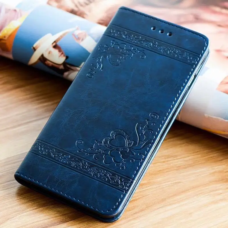 Синий Тисненый Чехол-книжка на магните для Samsung Galaxy Note 9 S9 S8 Plus, кожаный флип-чехол для Samsung S5 S7 S6 S4 S3, сумка для телефона - Цвет: Синий