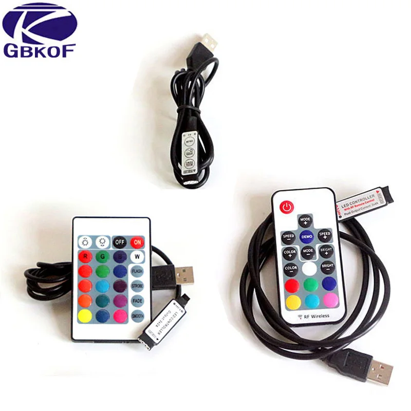5 В USB светодиодный светильник 3 ключа/24 ключа ИК пульт/44 пульт/17 ключ беспроводной