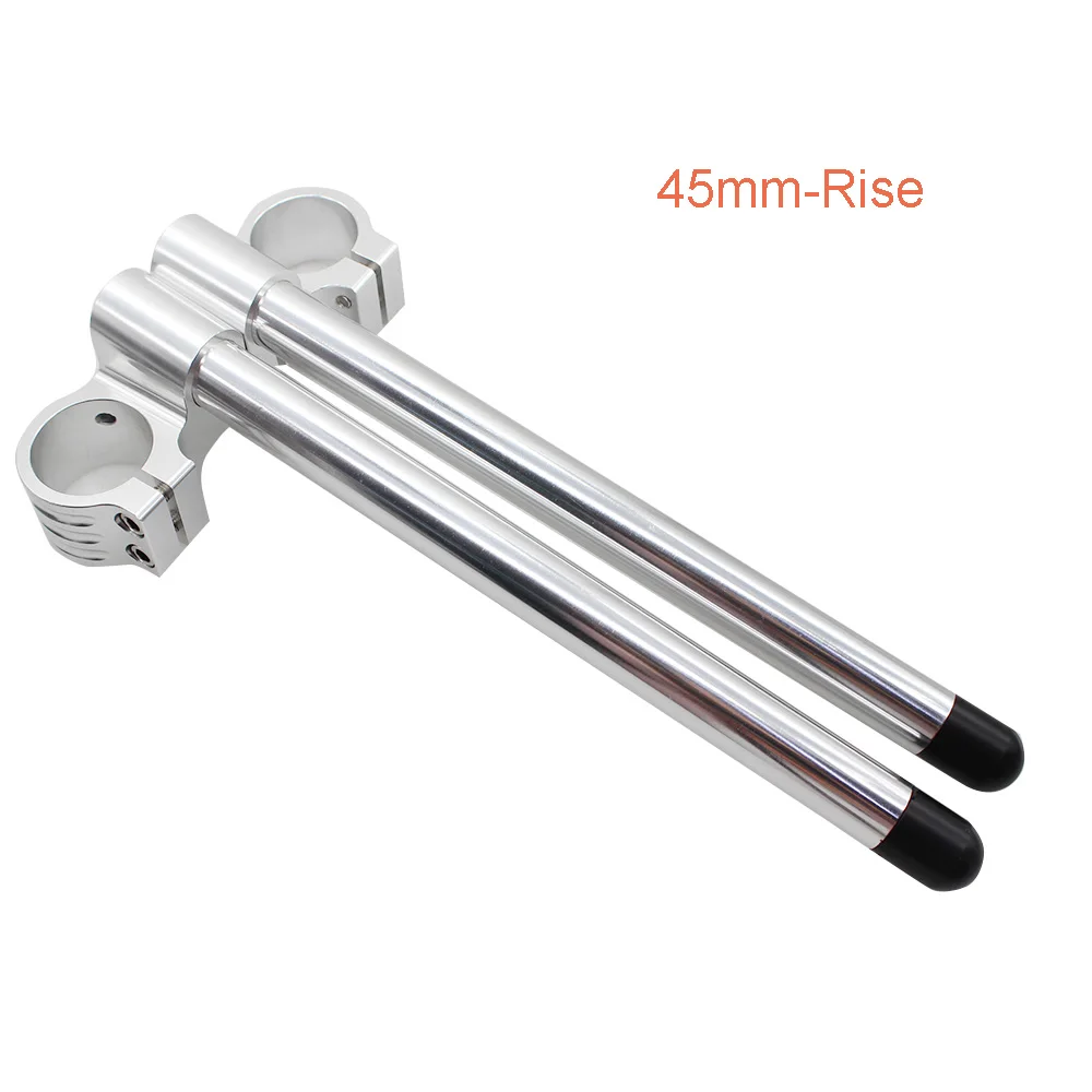 45mm-Rise Clipons 31 мм 33 мм 35 мм 36 мм 37 мм, 38 мм, 41 мм 43 мм 45/УФ-фильтр 52 мм с Серебряный мотоцикла с ЧПУ клип Ons, вилка, руль, ручной стержень, подъем для Kawasaki Yamaha - Цвет: 45mm-Rise