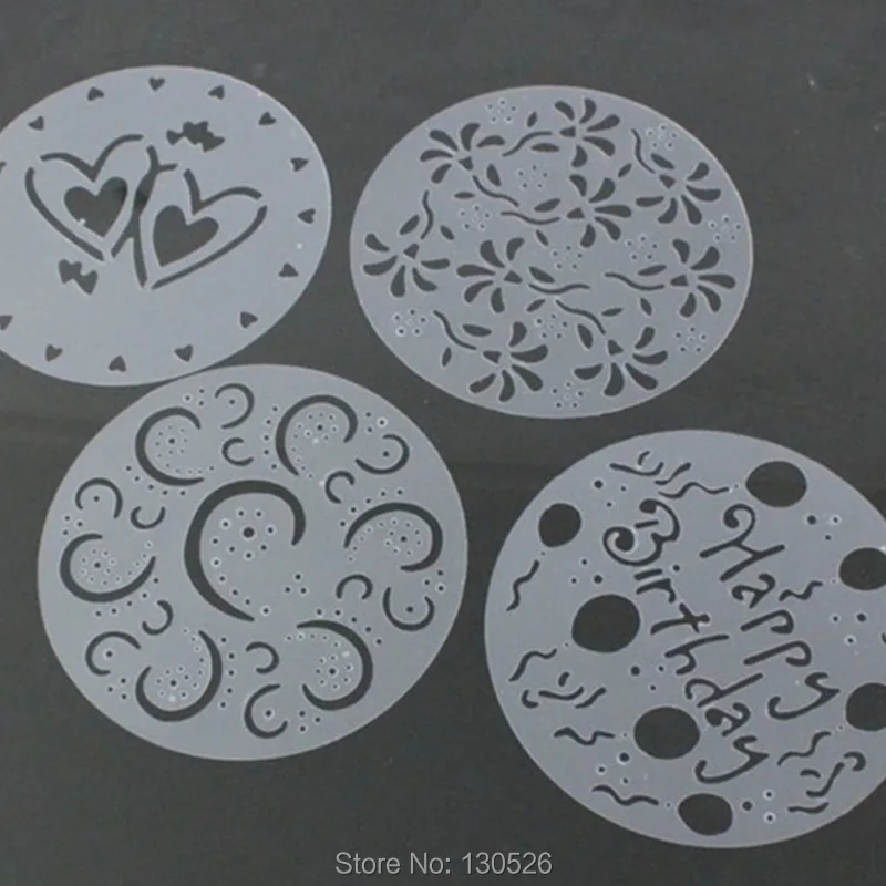 4 шт./компл. модные трафареты для кофе капучино печенья кекс трафарет ПВХ цветок