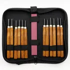 12 шт. профессиональный ручной нож-стамески и шлифовальный камень набор инструментов для резьбы по дереву сумка для начинающих и детей стартовый комплект