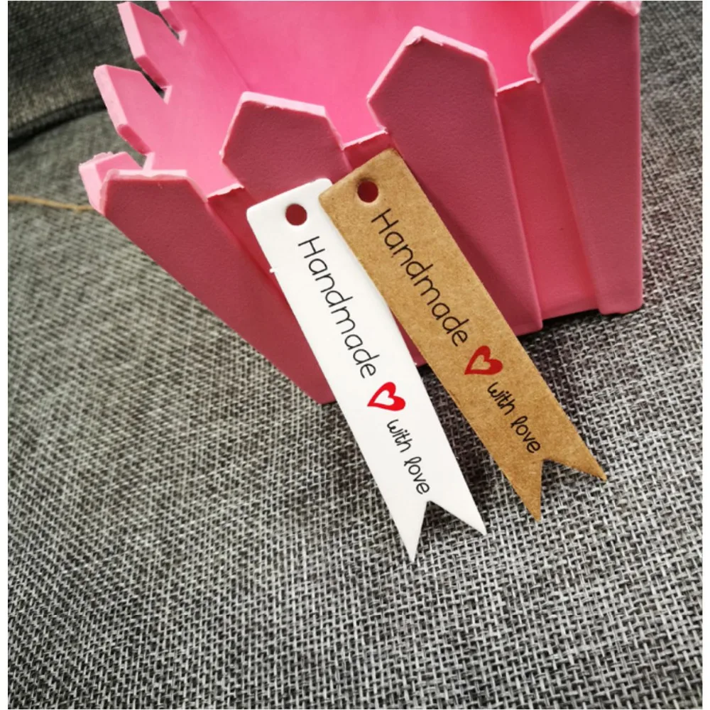 7x1,5 см 100 шт крафт-Печать Бумага ручная работа бирка с любовью для DIY Подарочная коробка ярлык Конфеты Кекс сувениры ручной работы имя бренд бирка