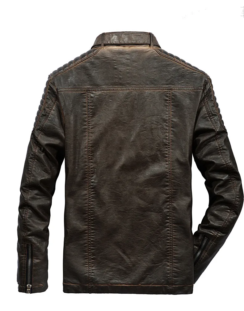 Men's Quilted Leather Jacket Motorcycle Bikers Jackets Autumn Winter Outwear Coats Large Size Male Clothes Thick Warm Tops 2018 | Мужская