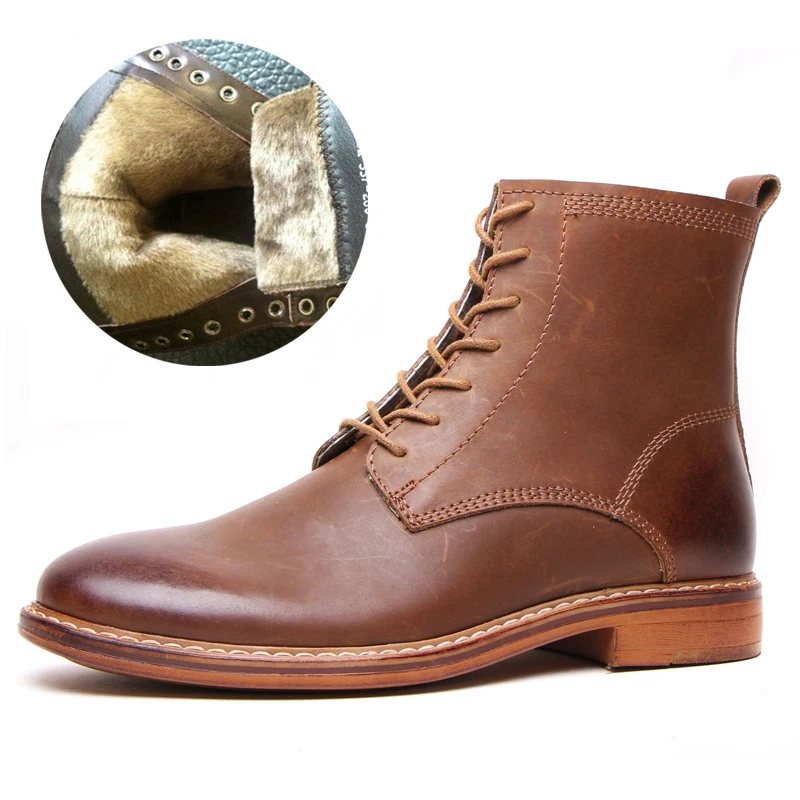 DOLKEARSEN 2017 Spring/Autumn Men Boots Genuine Leather Winter Plush Ankle Boot Lace-up zipper Martin D161107 | Обувь