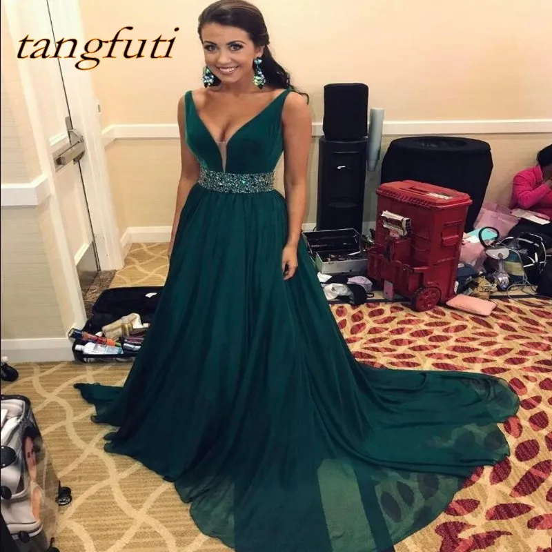 Женское вечернее платье трапециевидной формы длинное с поясом для выпускного