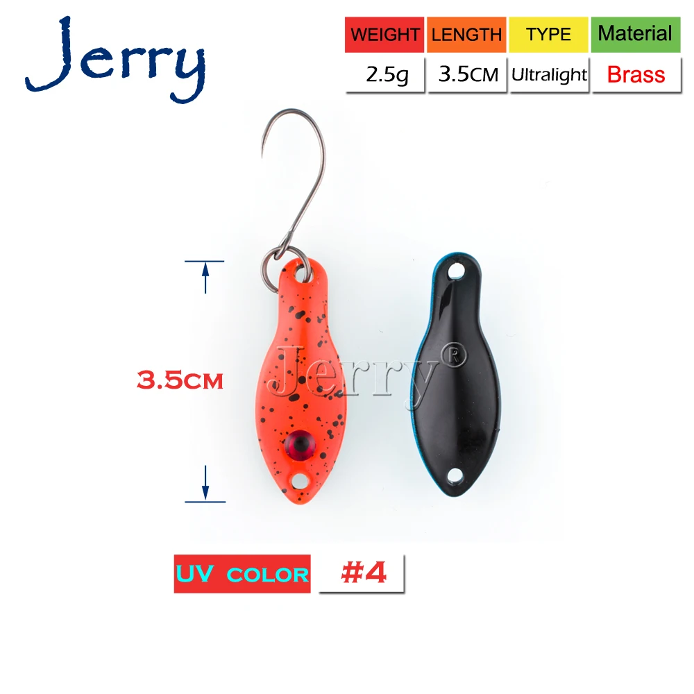 Jerry 1,4 г, 2,5 г Сверхлегкий Воблер для рыболовной наживки металлическая приманка для форели мини Рыболовные ложки латунные ложки для форели - Цвет: 2.5g UV Orange