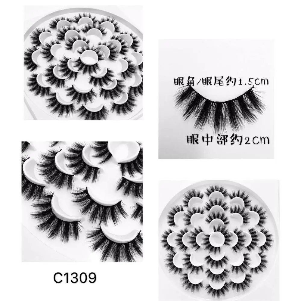 13pair 1309 3/5/7/13Pairs3D норки волосы Накладные Eyelashes15-25 мм ресницы толстые длинные тонкие пышная Праздничная не тестировано на норковые ресницы инструменты для макияжа - Цвет: 13pair 1309