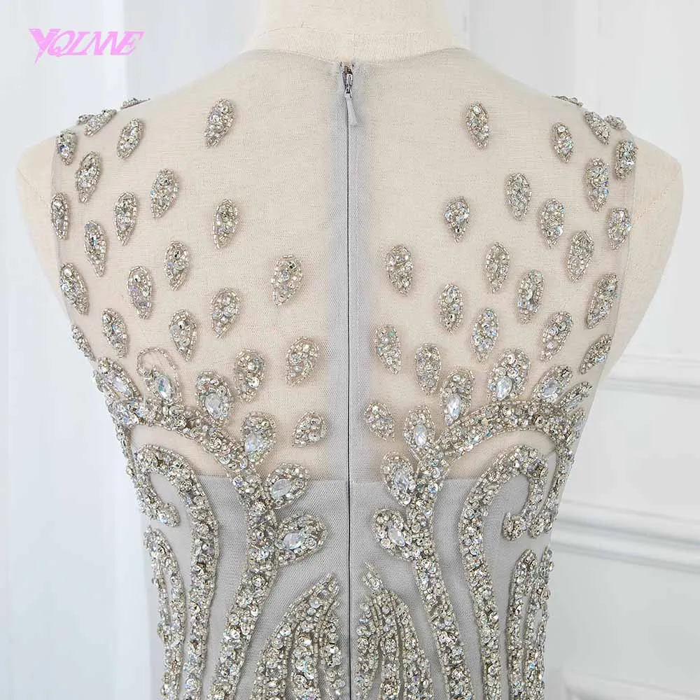 2019 серебряные стразы длинное вечернее платье Русалка бисером бальные и