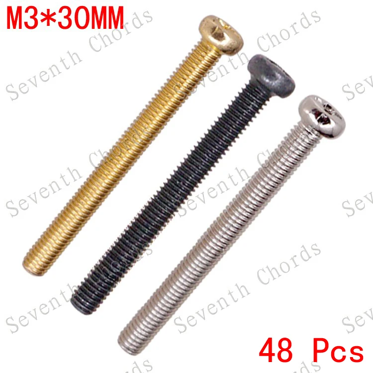 48 Pcs M3*30mm Bass Guitar Bridge String Saddle Adjust Spring Humbucker Pickups Height Screws - Pitch 0.5mm | Спорт и развлечения