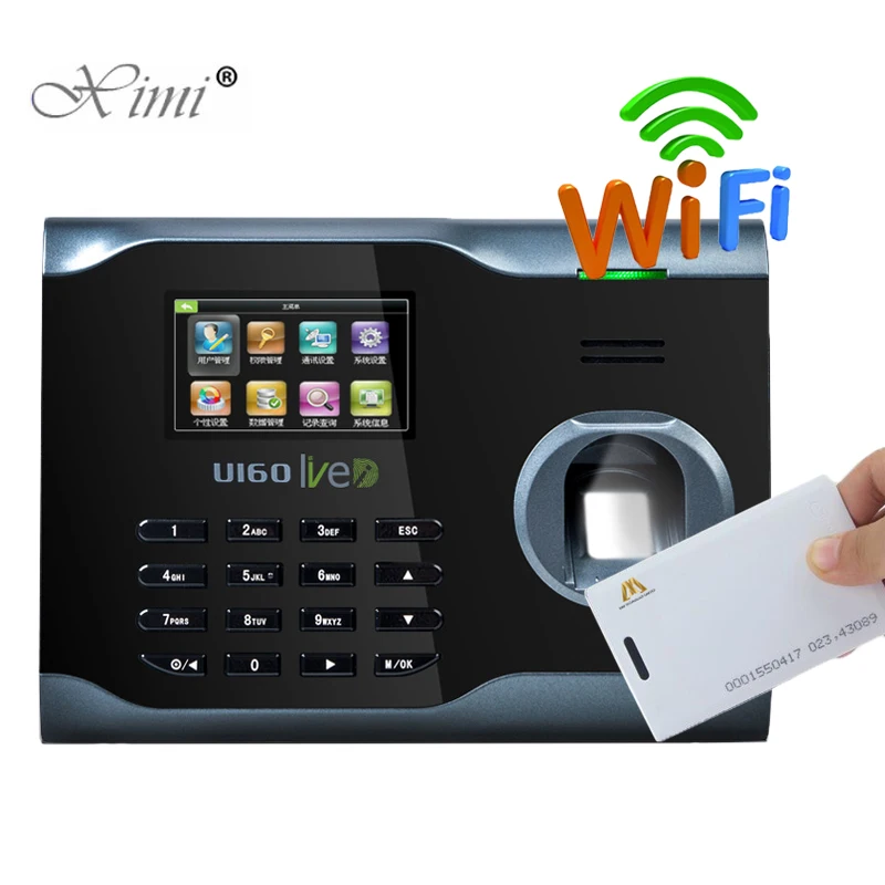 U160 Фингерпринта с отпечатков пальцев 125 кГц RFID считыватель карт WI FI TCP/IP время часы