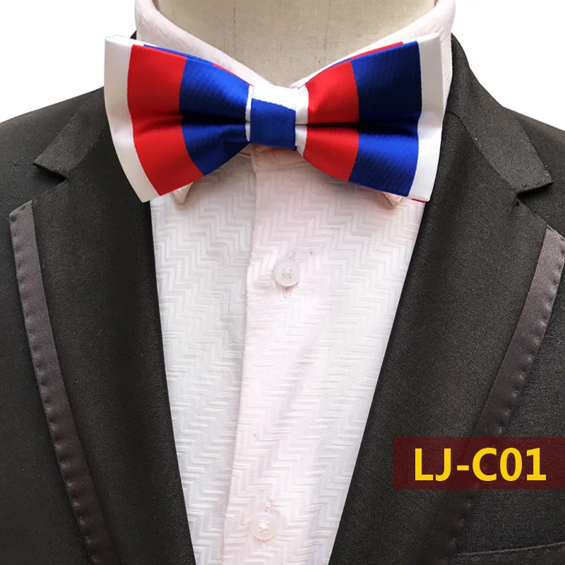 

Mens Blue Red Striped Bowties Silk Bow Tie Wedding Party Groom Tie