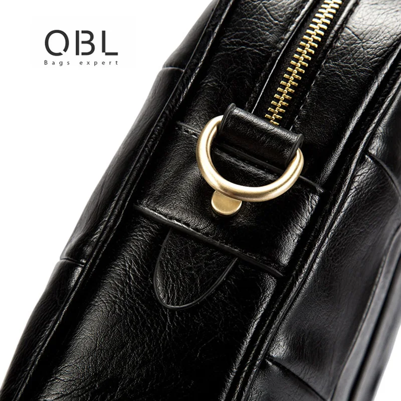 QiBOLu Men Business Handbags Briefcase Bag Male High Quality Dress Shoulder For Men's Solid Leather Laptop Bags | Багаж и сумки